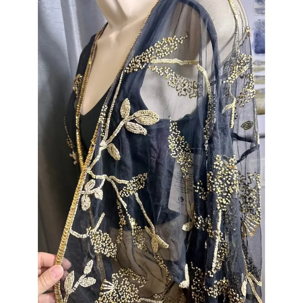 NWT: Beaded Kimono; fancy, boho, vintage, beads185‎